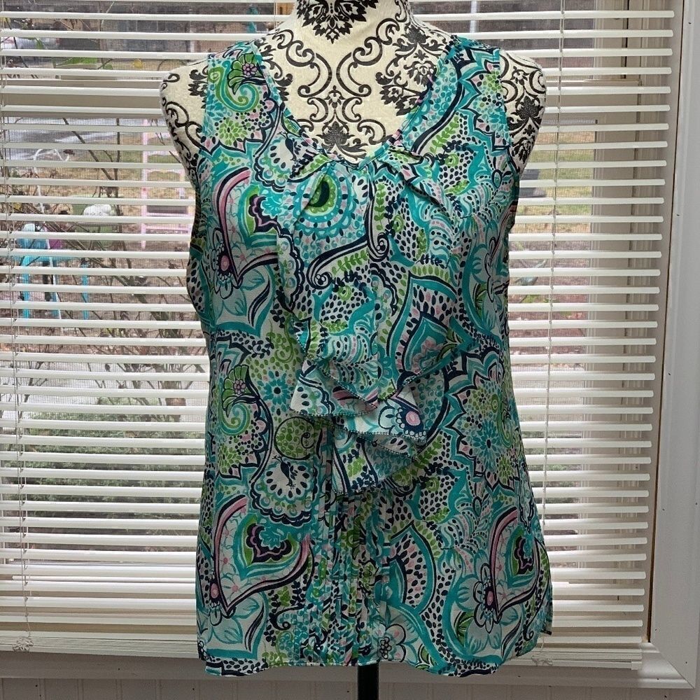 Lilly Pulitzer 100% Silk Sleeveless Blouse, Size 4